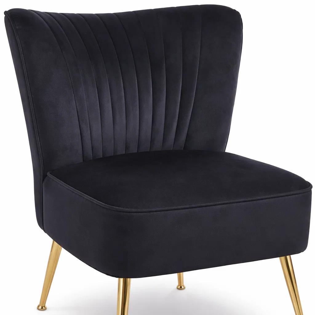 Sillón Glamour Noir con Patas Doradas - Negro