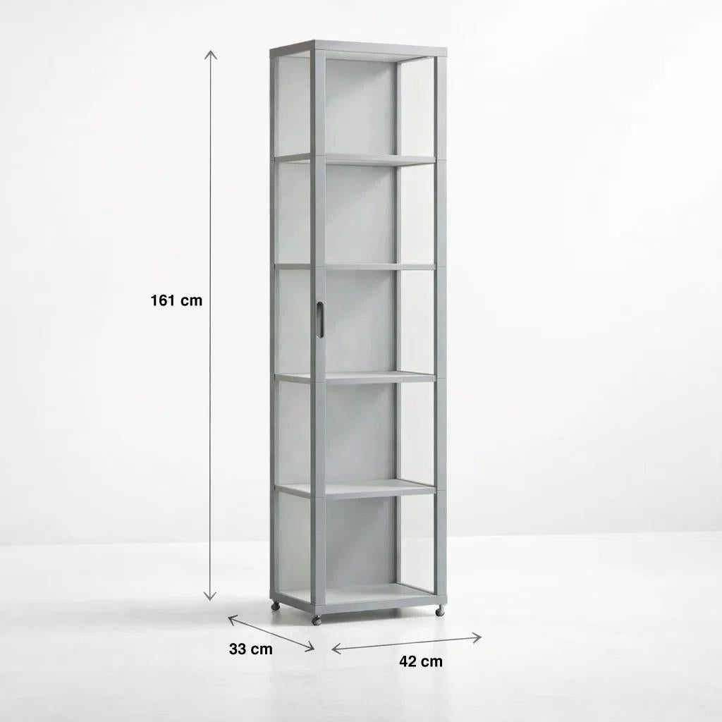 Vitrina BambooLine Estrecha con Puertas Acrílicas 5 Niveles 42x33x161