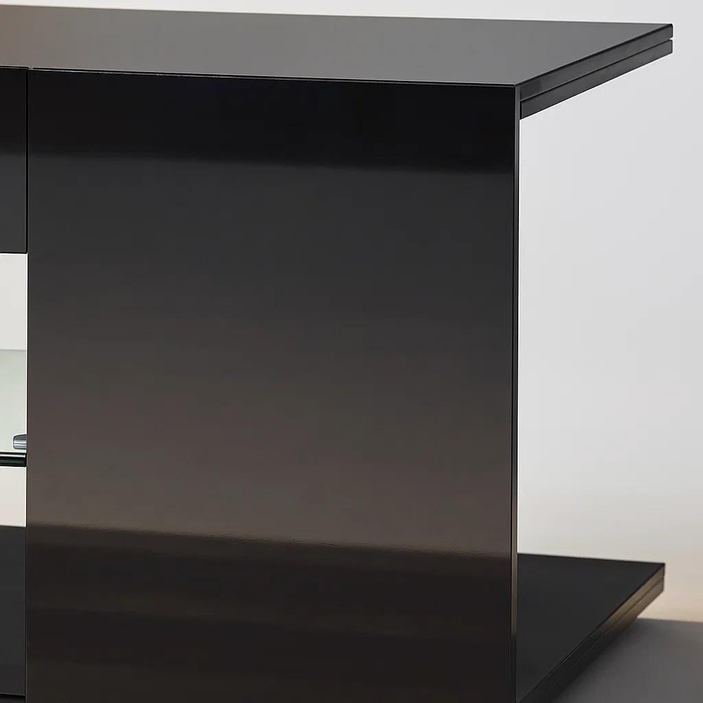 Mueble de TV Moderno Negro con Luces LED y Compartimentos