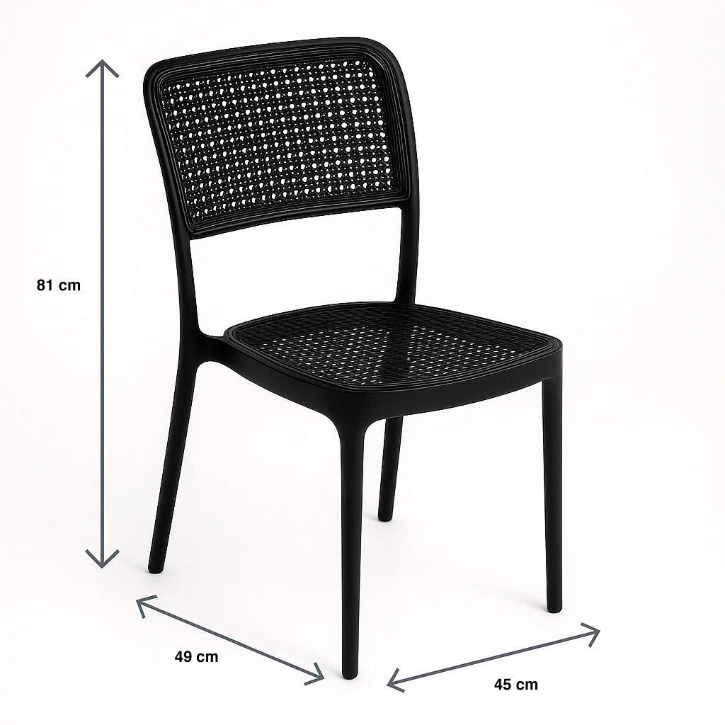 Silla de Restaurant o Terraza Comedor Hoffman Enrejada - Negra Completa