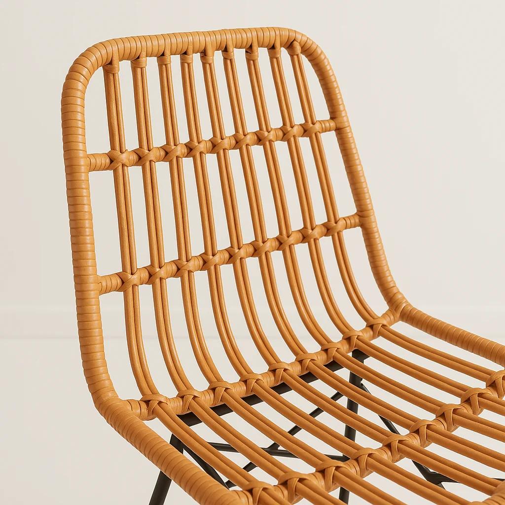 Silla de Comedor Terraza Rattan Grecia Color Madera