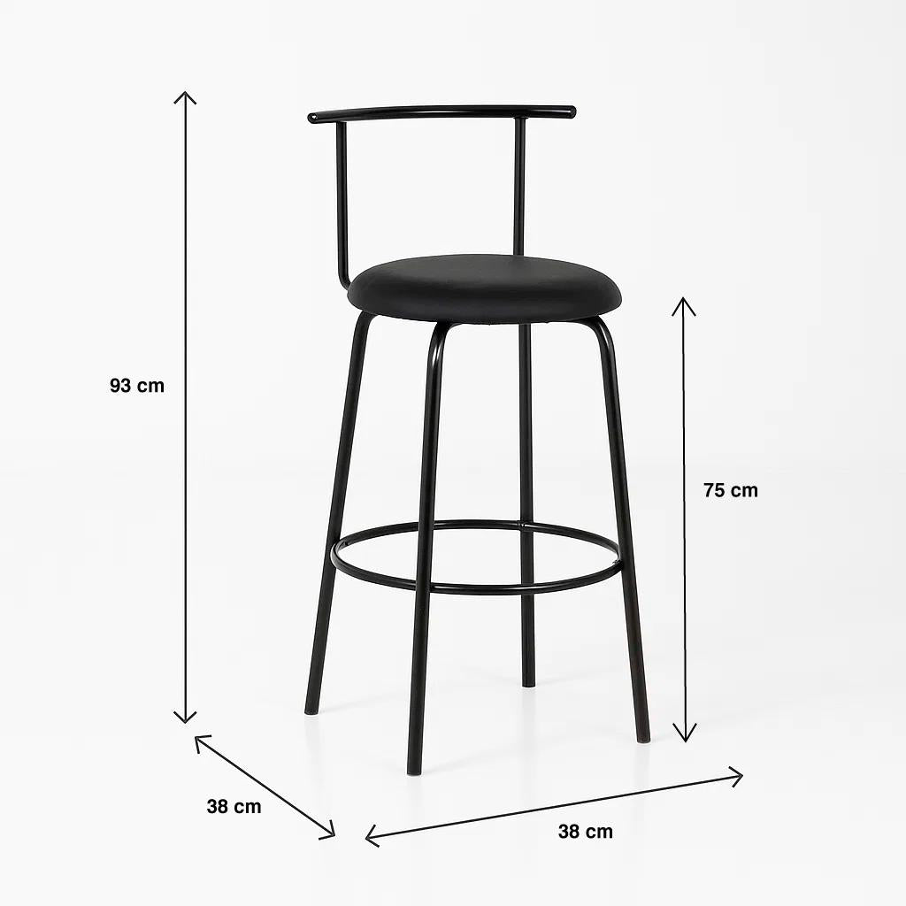 Taburete Alto Oslo Metal y Cuero Sintético - Negro