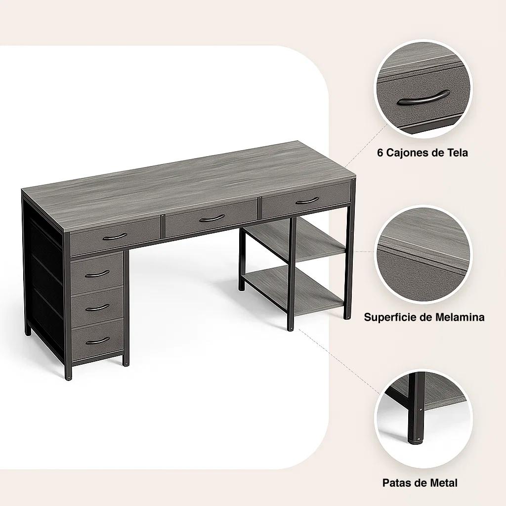 Escritorio Ejecutivo Seis Cajones 140cm