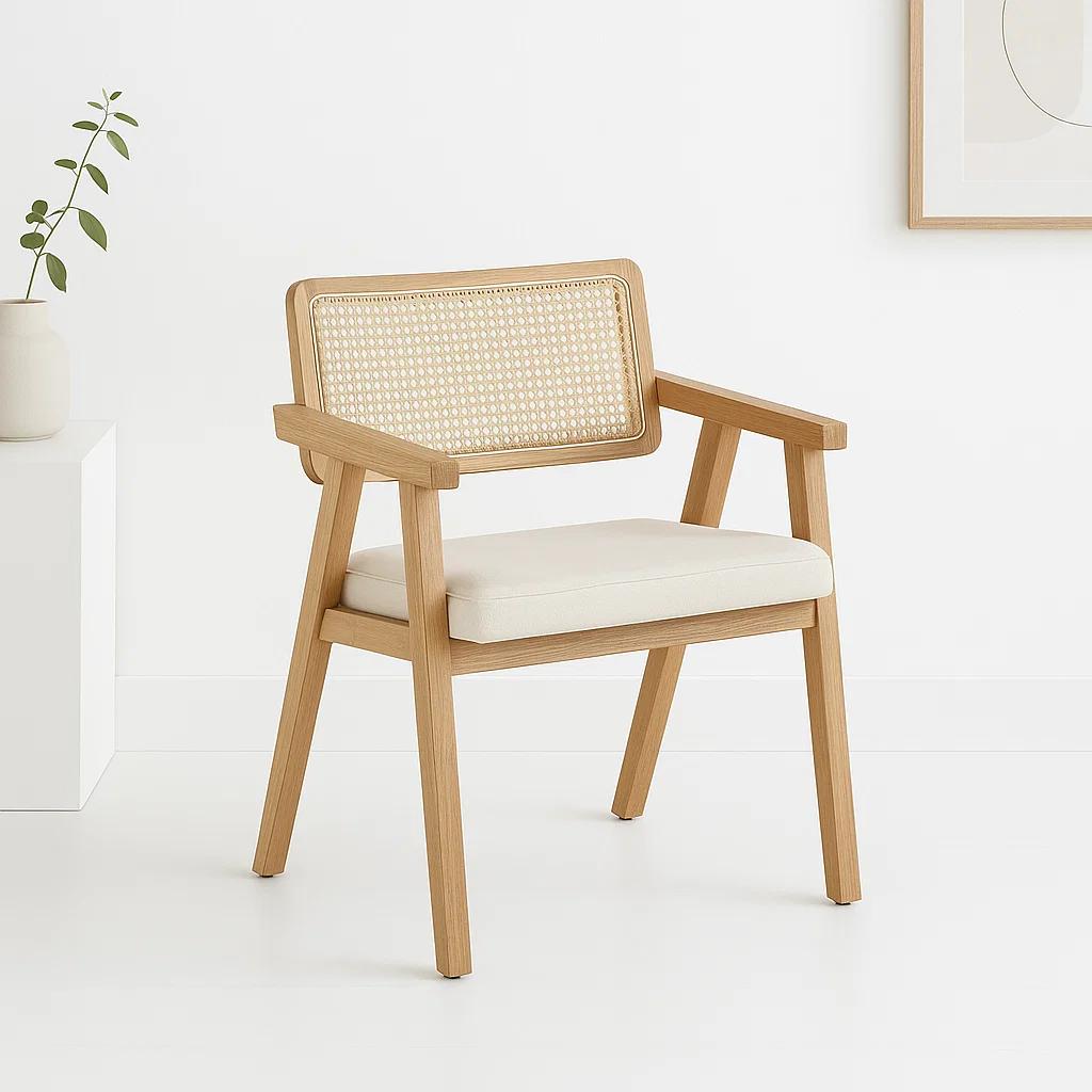 Sitial Acolchado Chandigarh Butaca Rattan - Madera