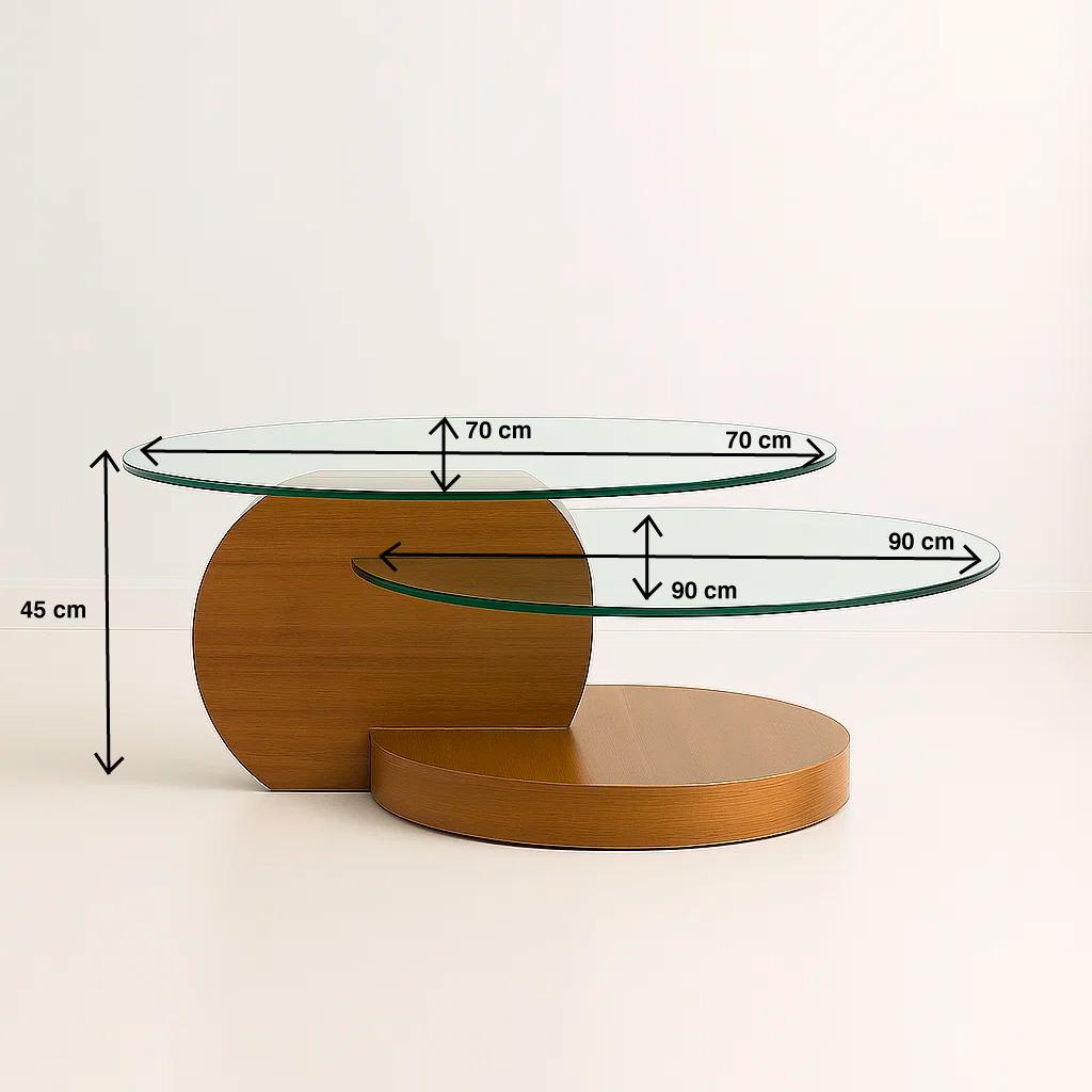 Mesa de Centro DuoGlass con Bases de Madera y Superficie de Vidrio