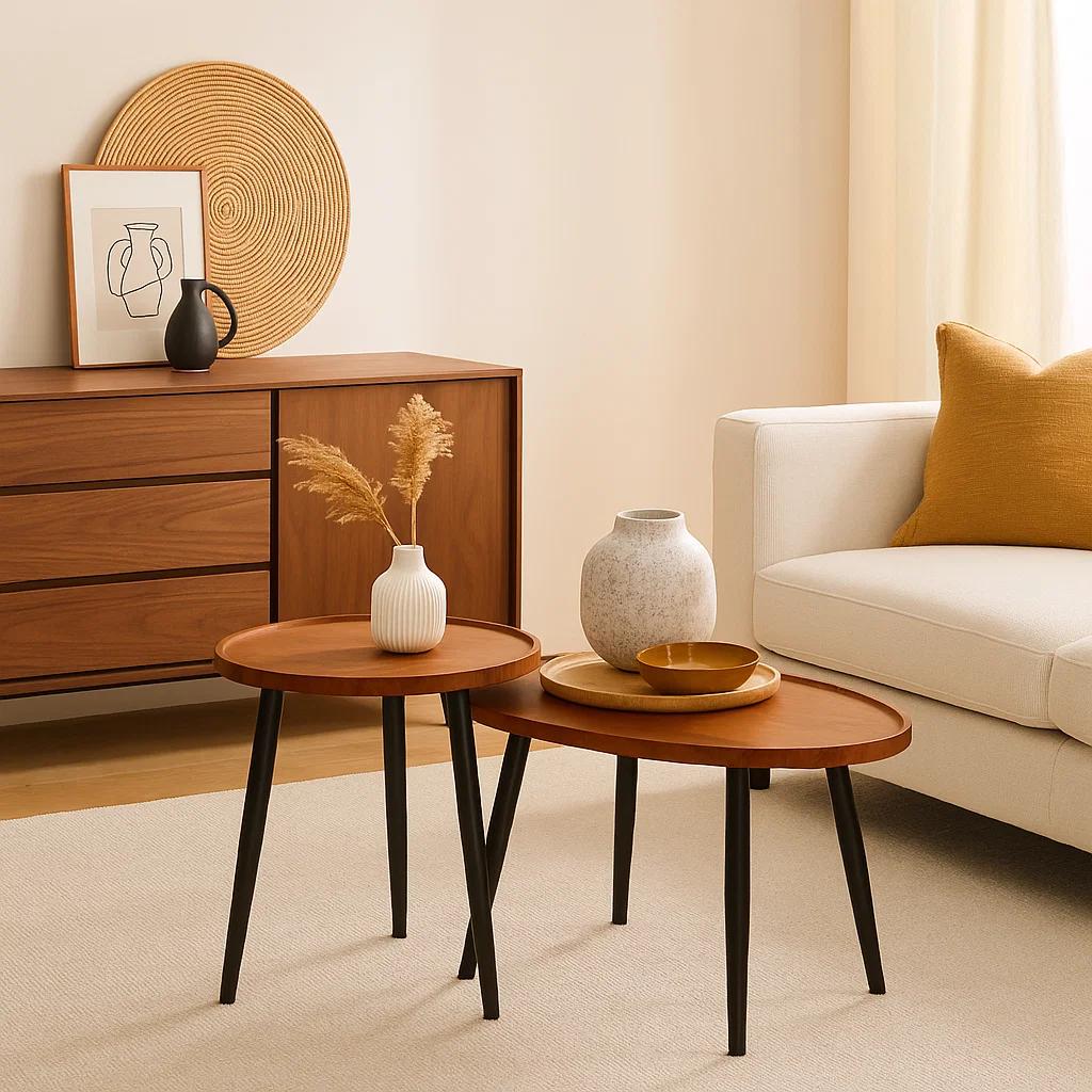 Set de Mesas de Centro Nido - Diseño Moderno de Madera y Metal