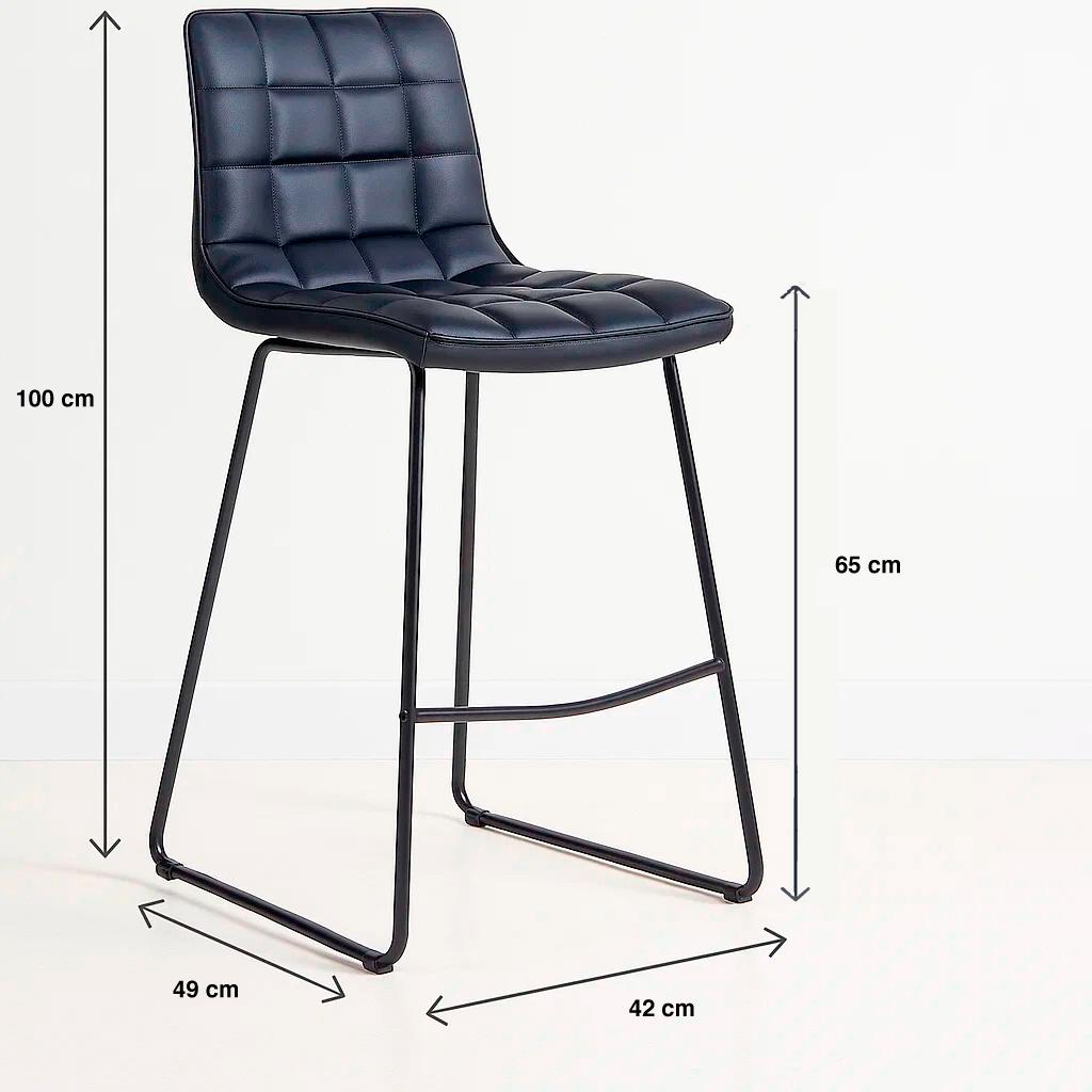 Taburete Milano Cuero Sintetico con Patas Metálicas Estilo Industrial