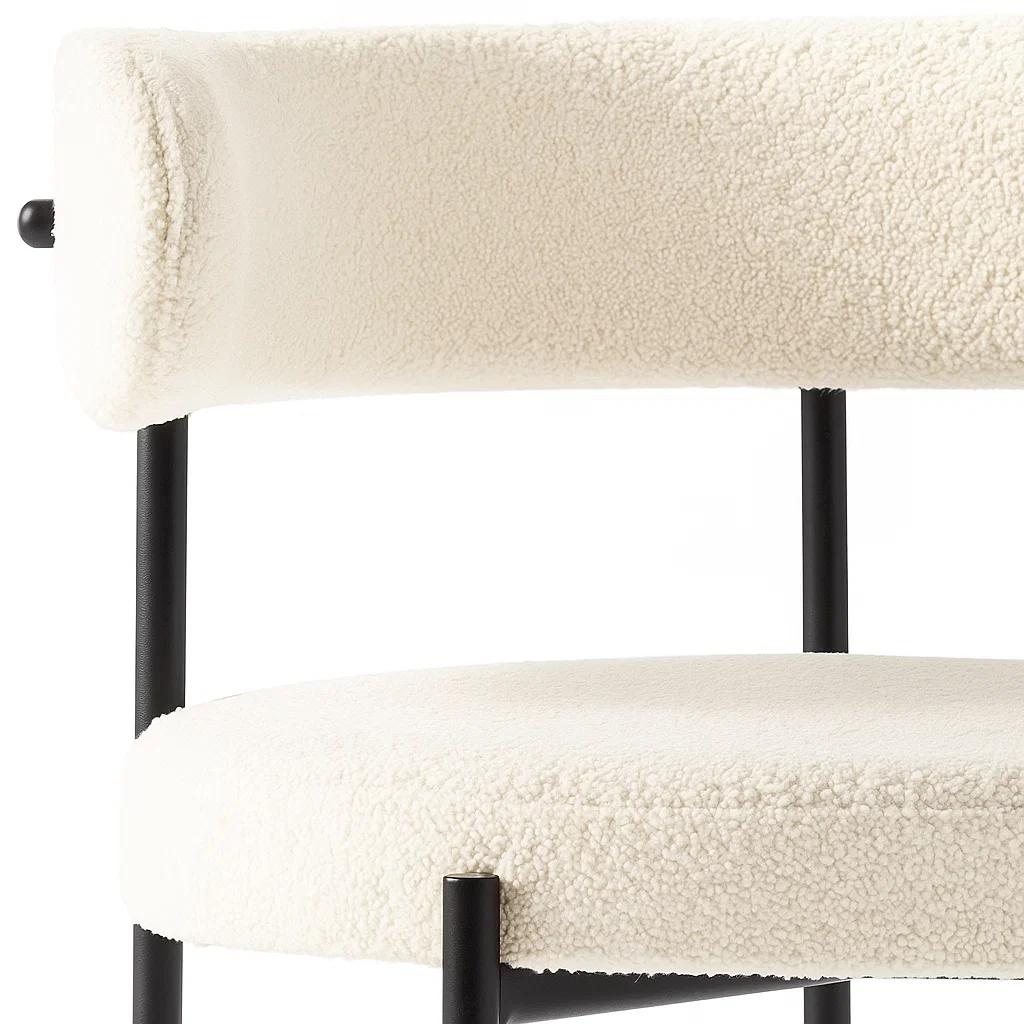Silla Teddy de Tela con Patas Metálicas Negras - Crema