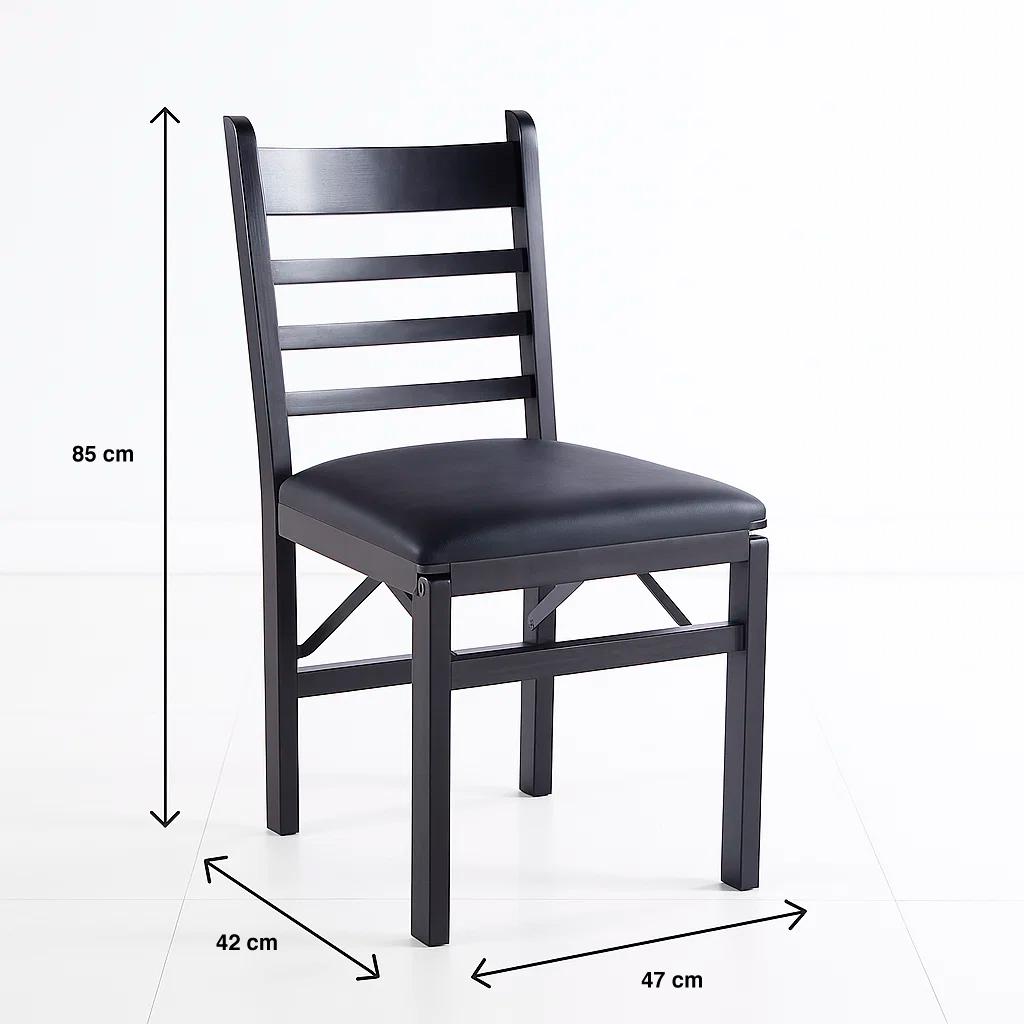 Silla Industrial Plegable con Marco Negro y Tapizado Sintético