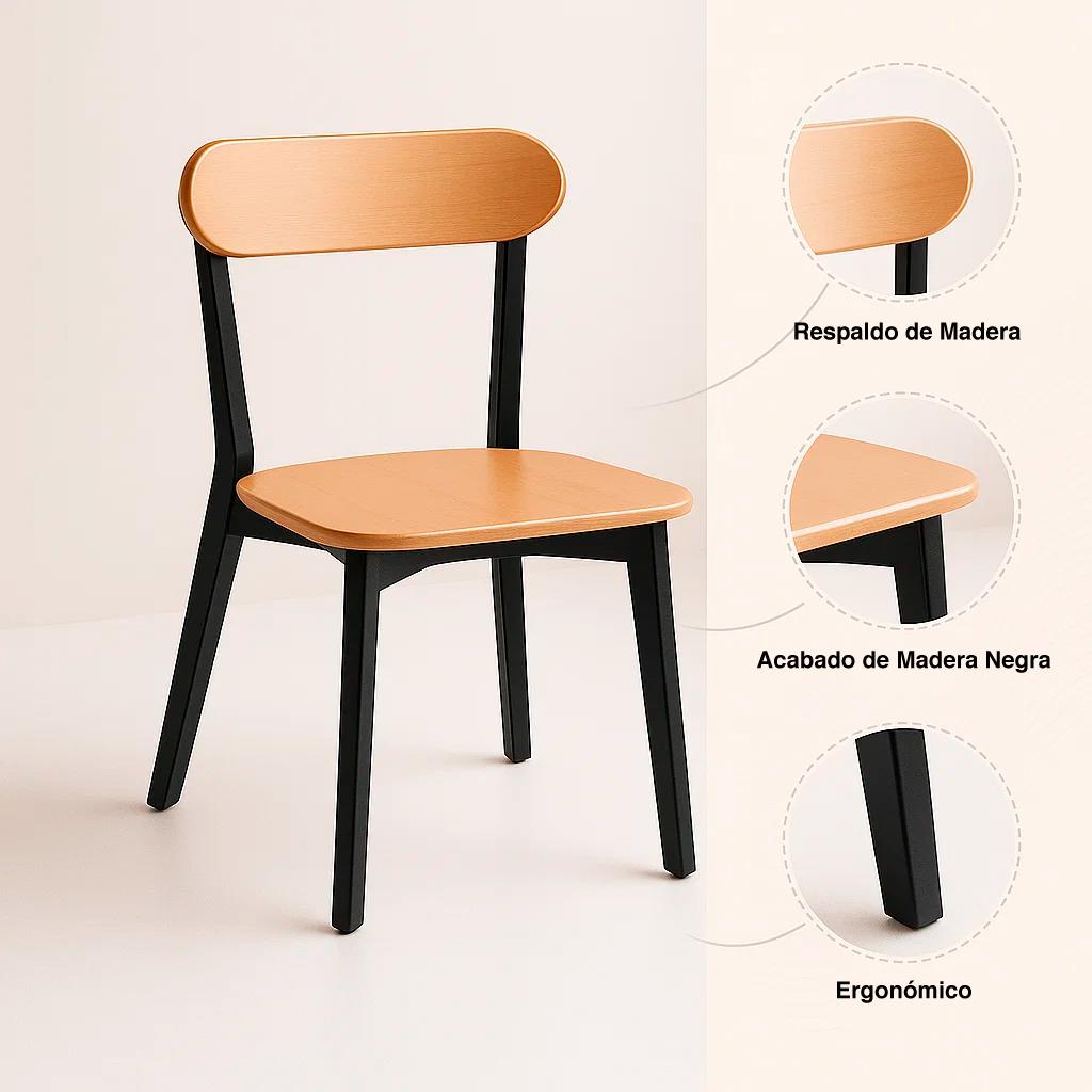 Silla Fresno de Madera - Negra