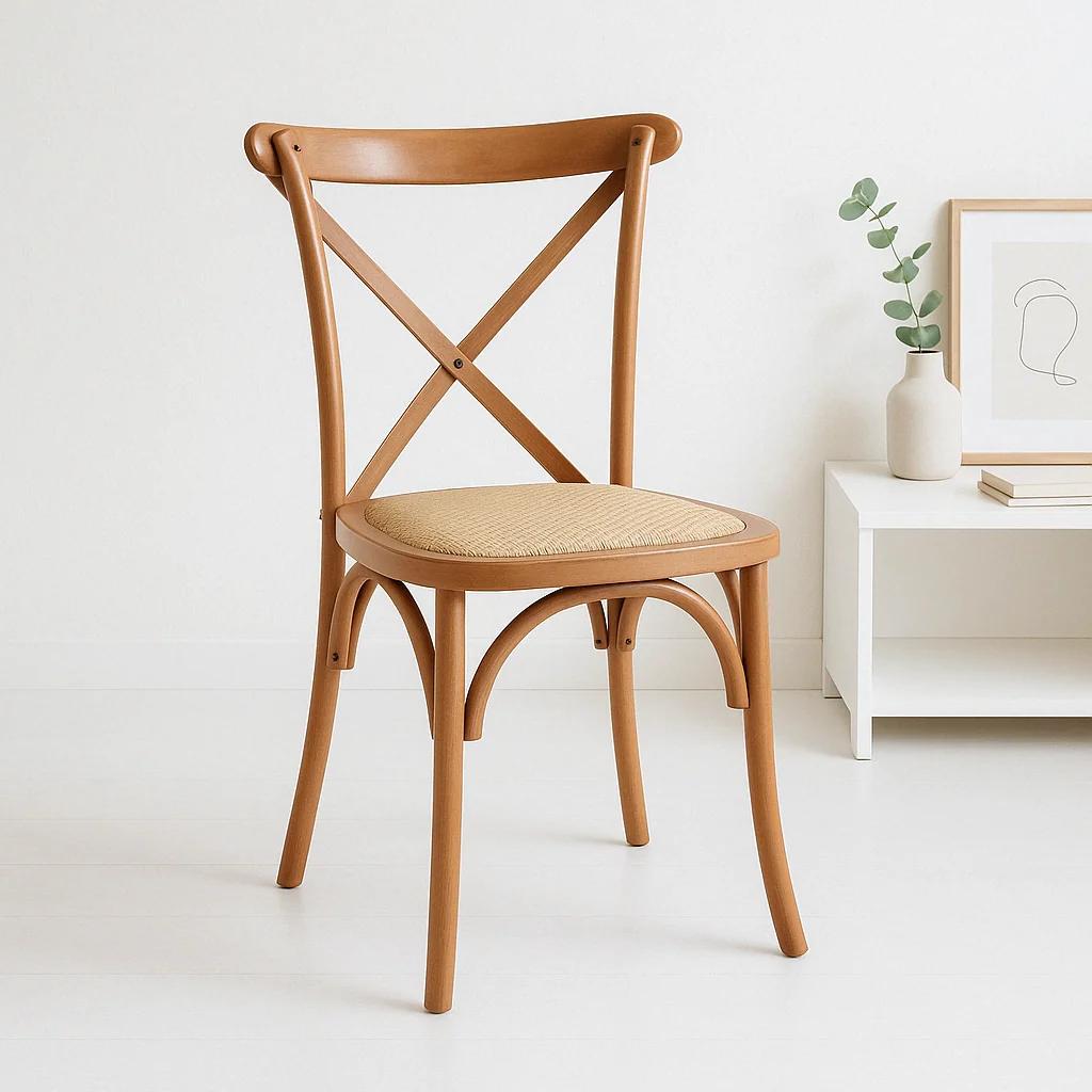 Silla Crossback Madera Rattan Natural