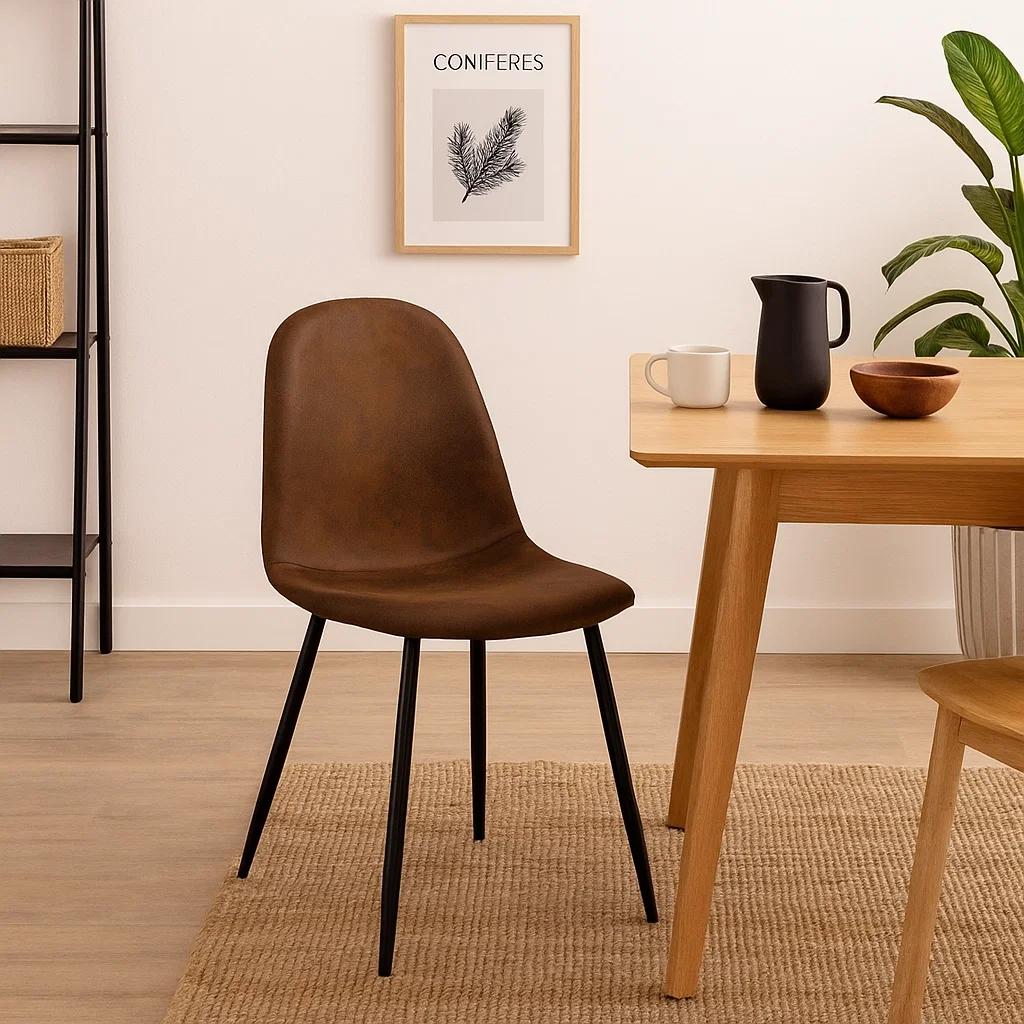 Silla Spoon Ecocuero vintage café oscuro