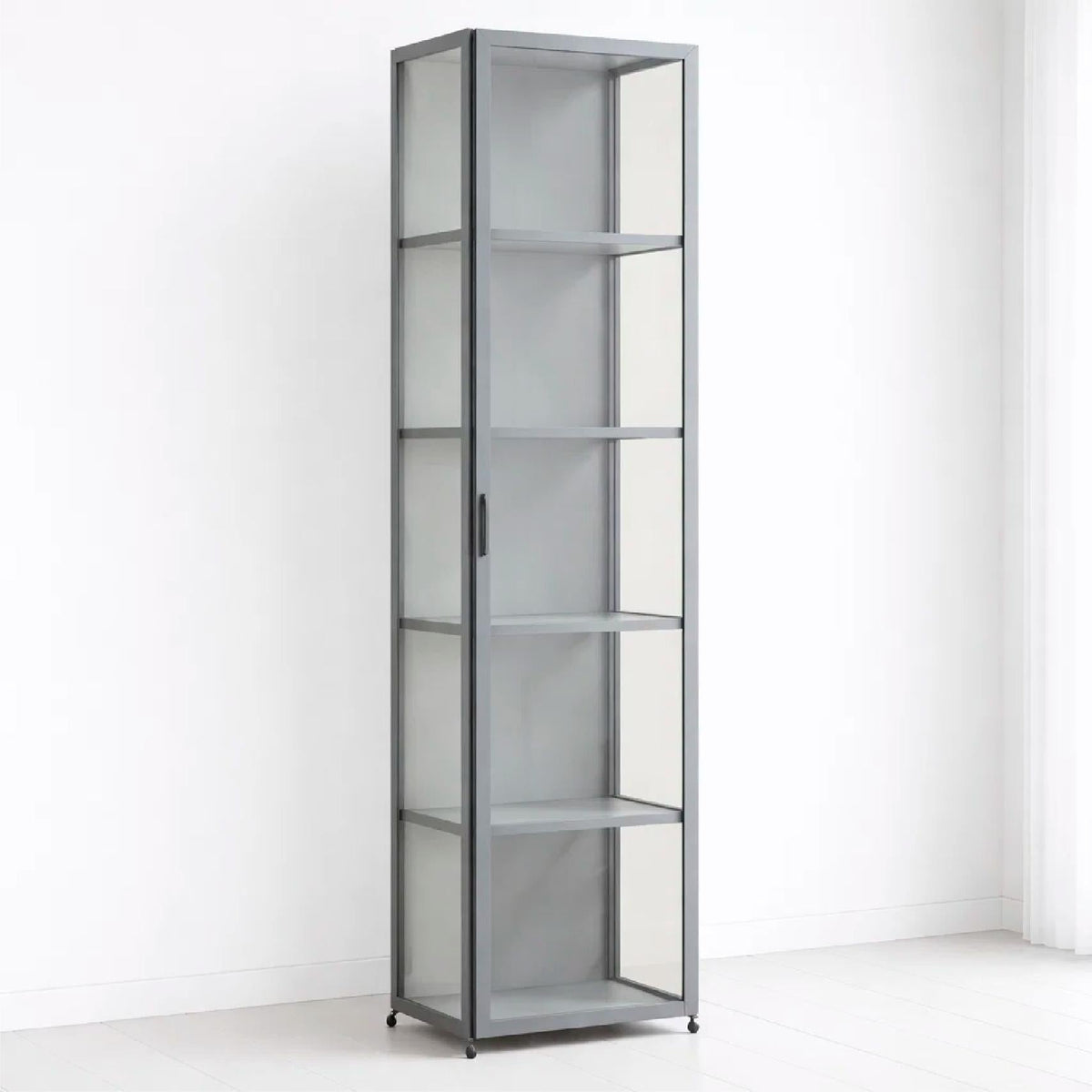 Vitrina BambooLine Estrecha con Puertas Acrílicas 5 Niveles 42x33x161