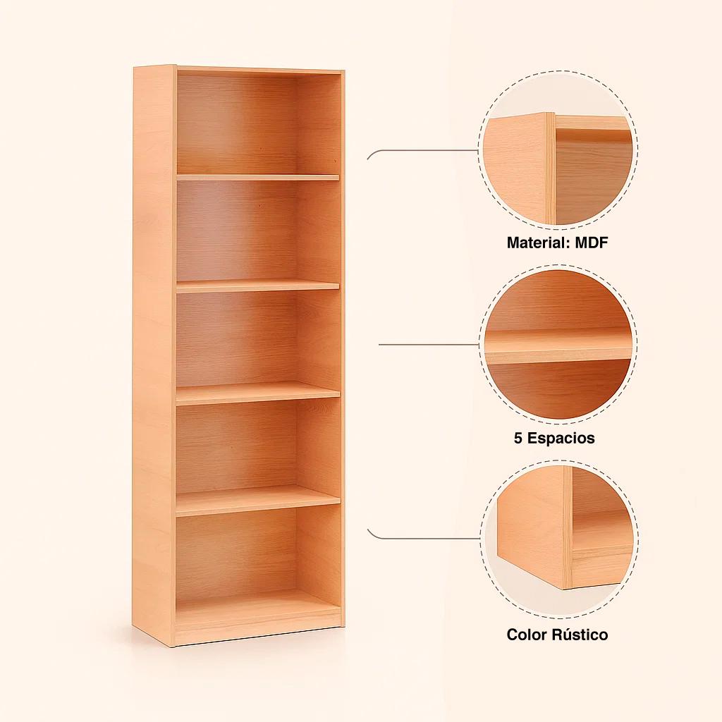 Librero Reka de 5 espacios alto - Madera