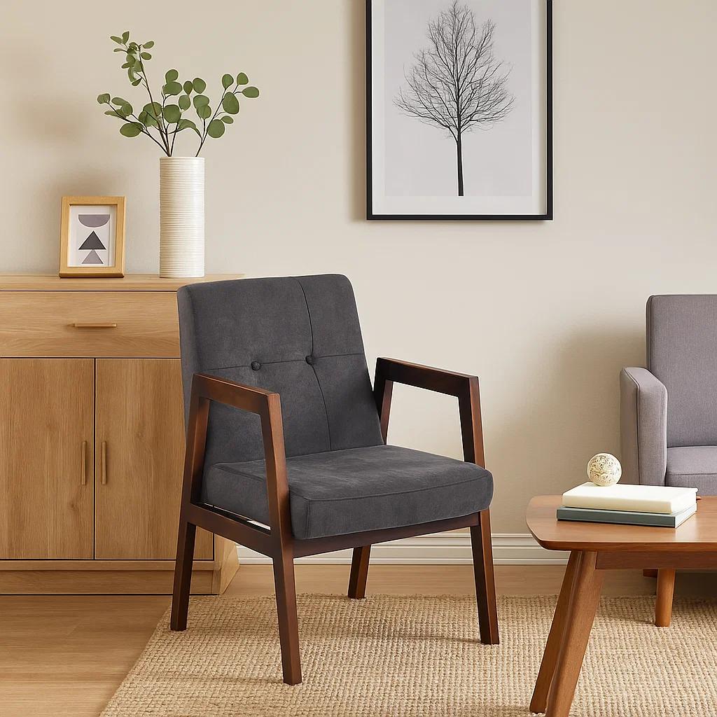 Sillón Marlow de Terciopelo - Gris Oscuro