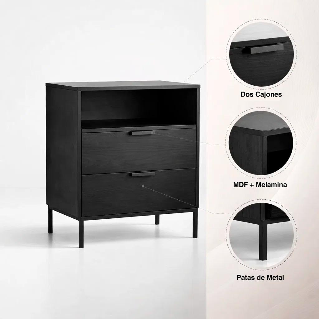 Velador Noir Loft Negro con Patas Metálicas