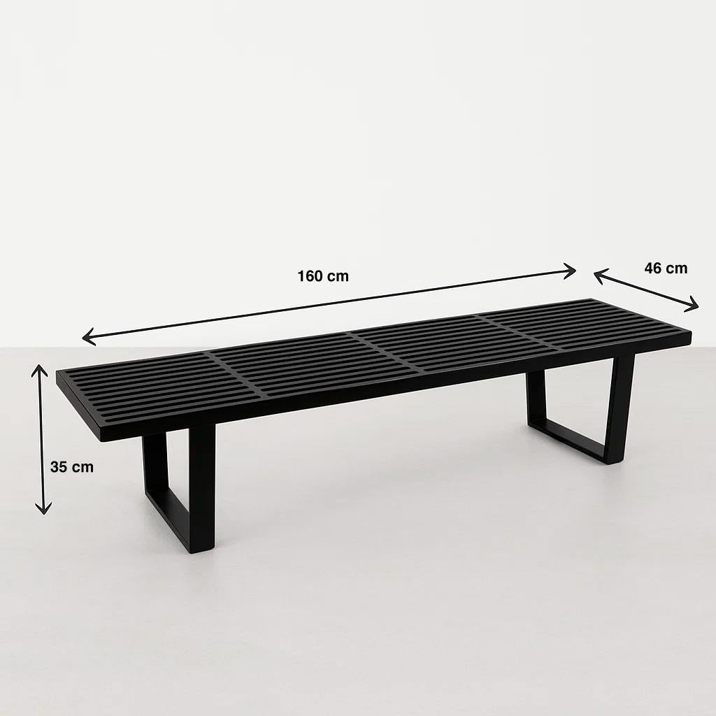 Banqueta de Madera y Metal George Nelson 160cm - Negra