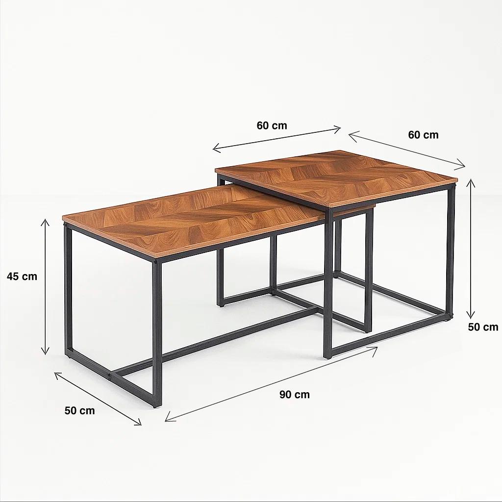 Mesa de centro doble rectangular - Madera clara