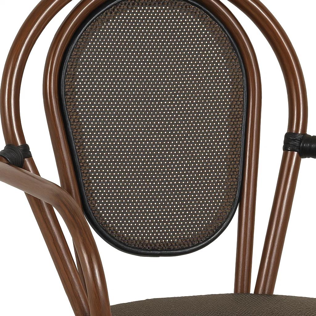 Silla Provence Parisina Rattan con reposabrazos - Café Oscuro