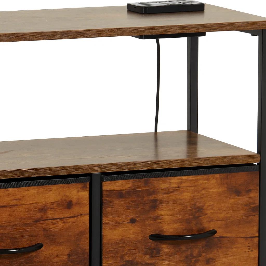 Mueble Organizador Metalik Estilo Industrial con Estación de Carga Integrada - Rústico