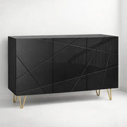 Buffet Moderno LuxLine Negro con Patas Doradas