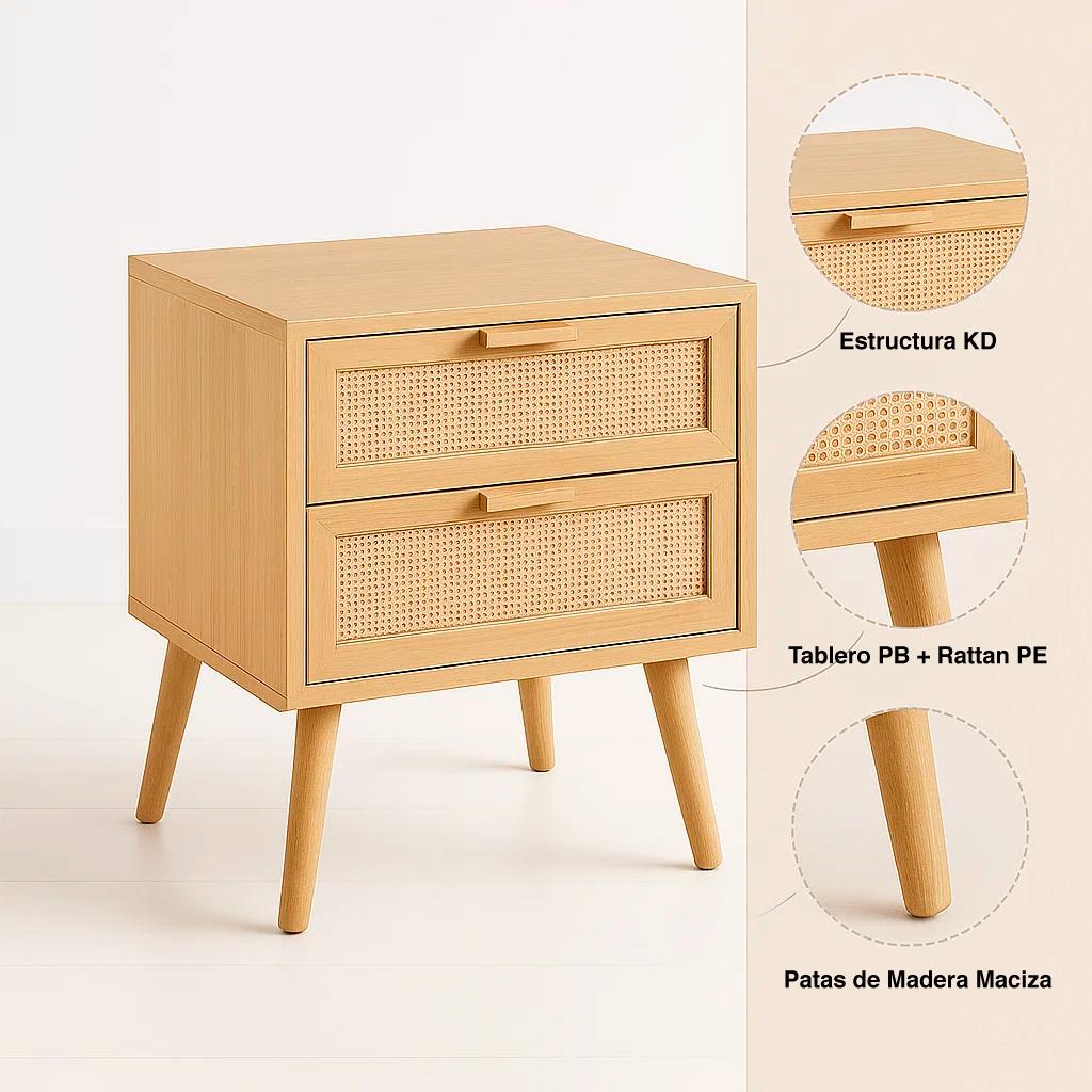 Velador Eames Mesh Doble 40x55 - Madera Clara