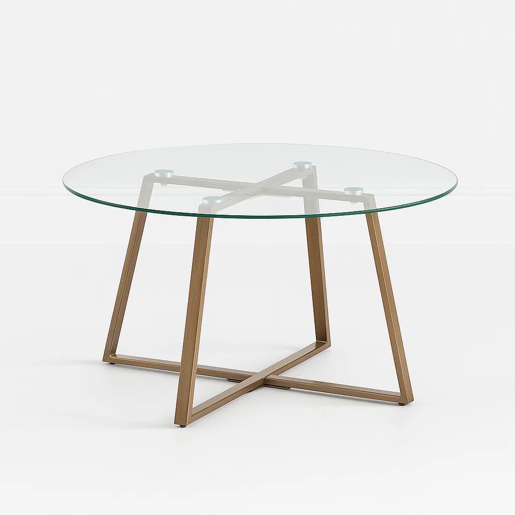 Mesa de centro para living de vidrio y metal 80cm