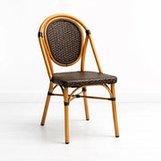 Silla de Exterior Estilo Francés con Marco Dorado y Ratán Oscuro