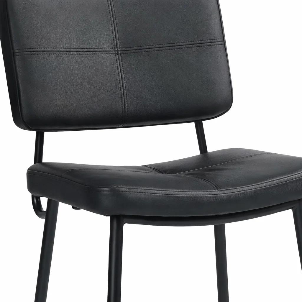 Taburete Bronx Negro con Patas Metálicas Negras