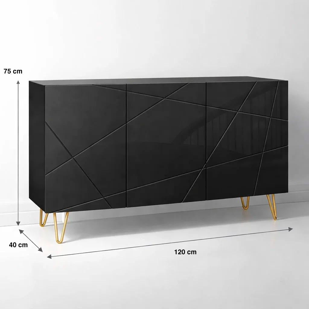 Buffet Moderno LuxLine Negro con Patas Doradas