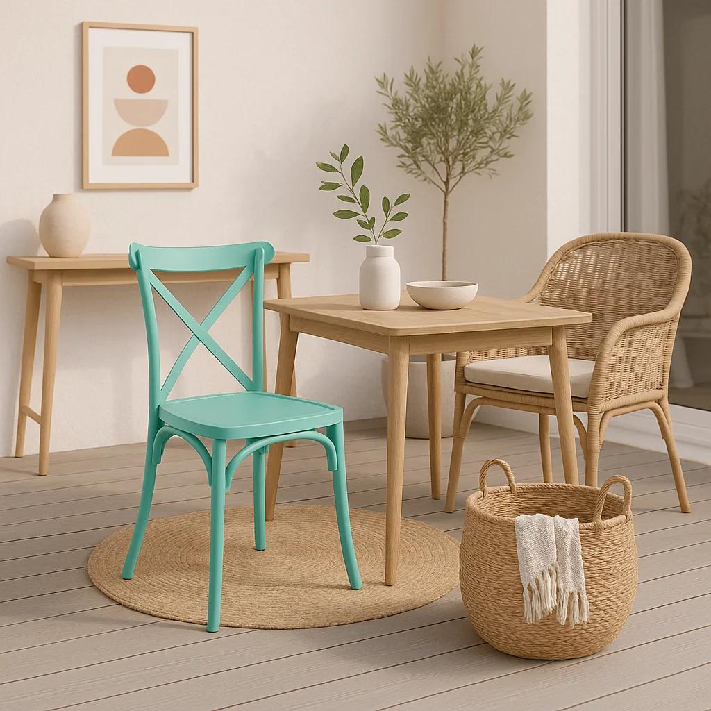 Silla Crossback Danubio de Terraza Exterior o Comedor - Menta