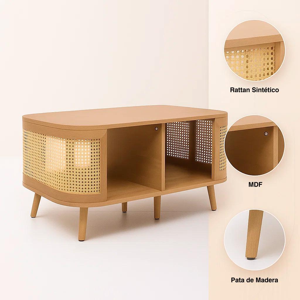 Mesa de Centro Siena Rattan - Natural