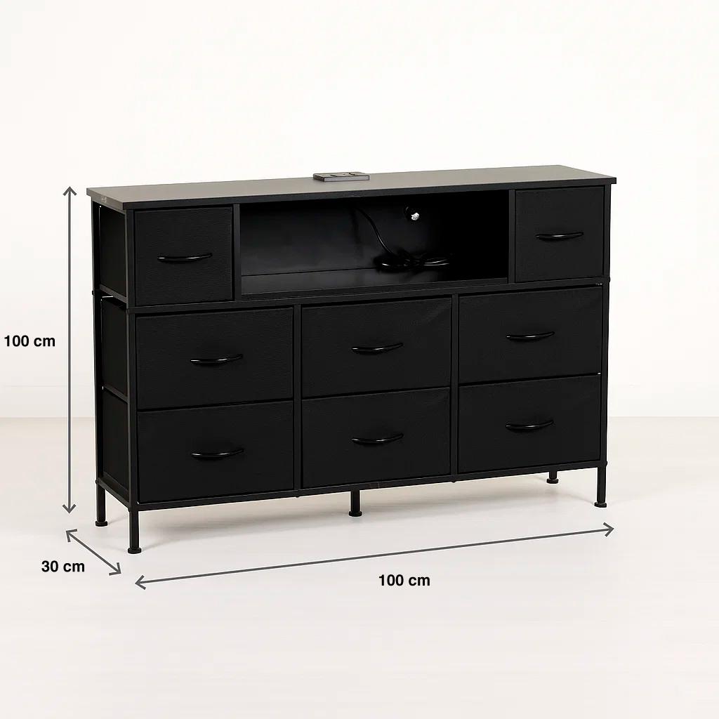 Mueble Organizador LED Xtreme Multimedia con Estación de Carga Integrada - Negro