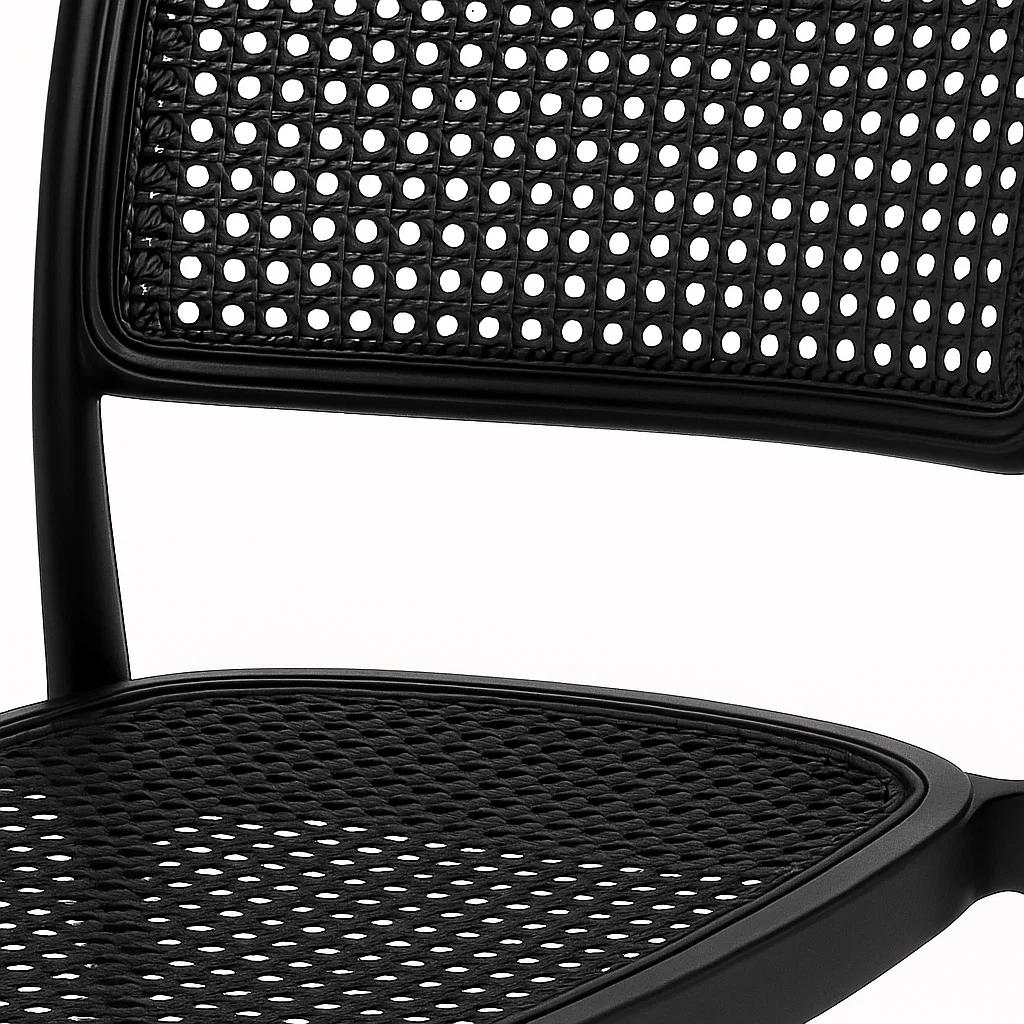 Silla de Restaurant o Terraza Comedor Hoffman Enrejada - Negra Completa