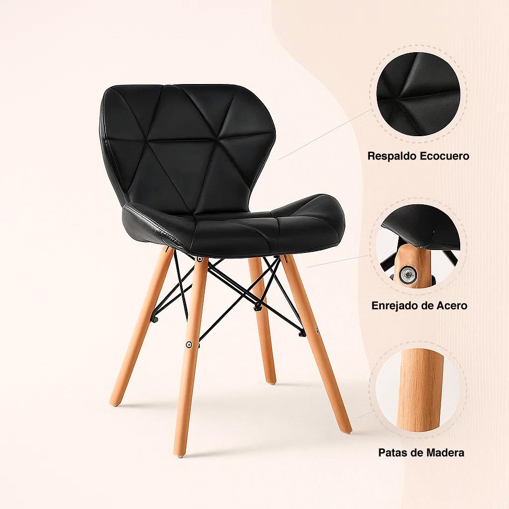 Silla Radar Acolchada Ecocuero - Negra