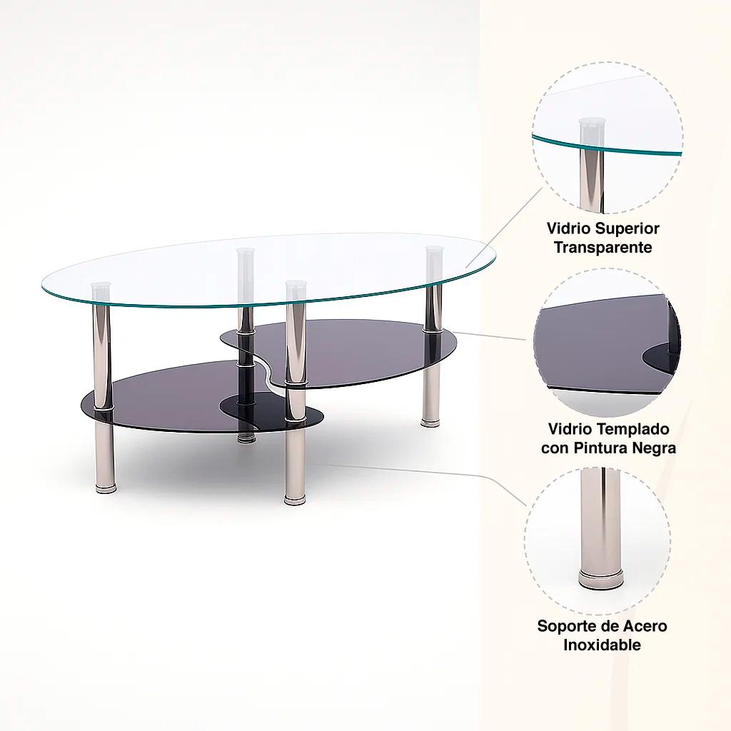 Mesa de centro vidrio 2 caras