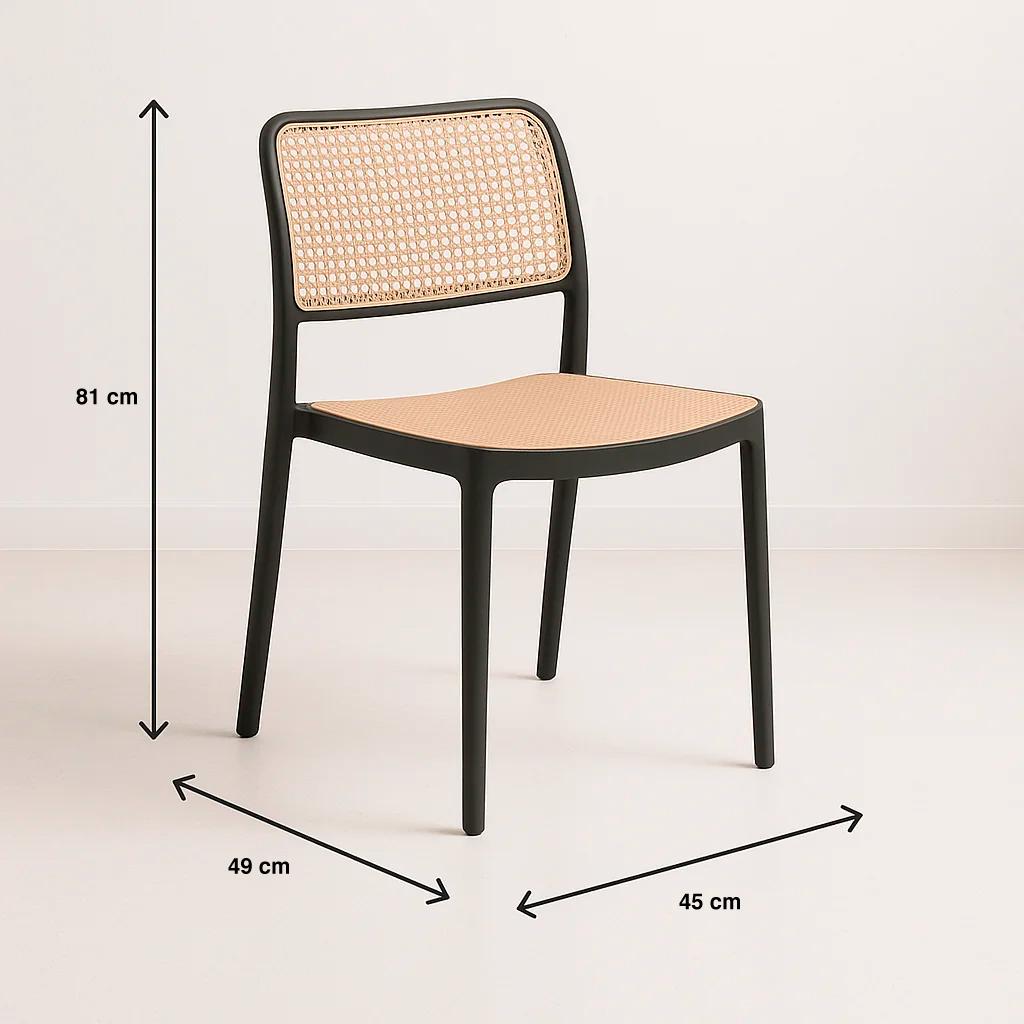 Silla de Restaurant o Terraza Comedor Hoffman Enrejada - Negra