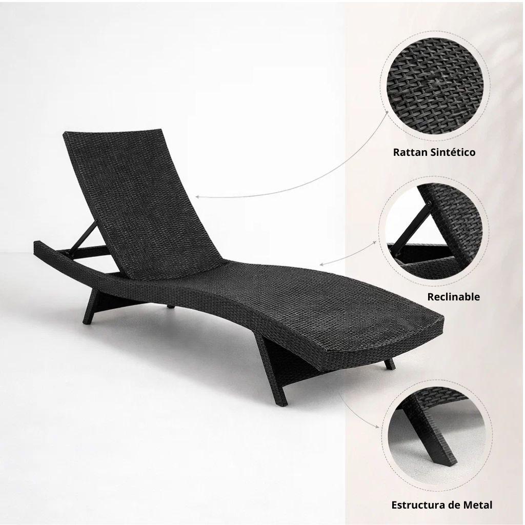 Reposera Moderna para Terraza o Piscina en Ratán