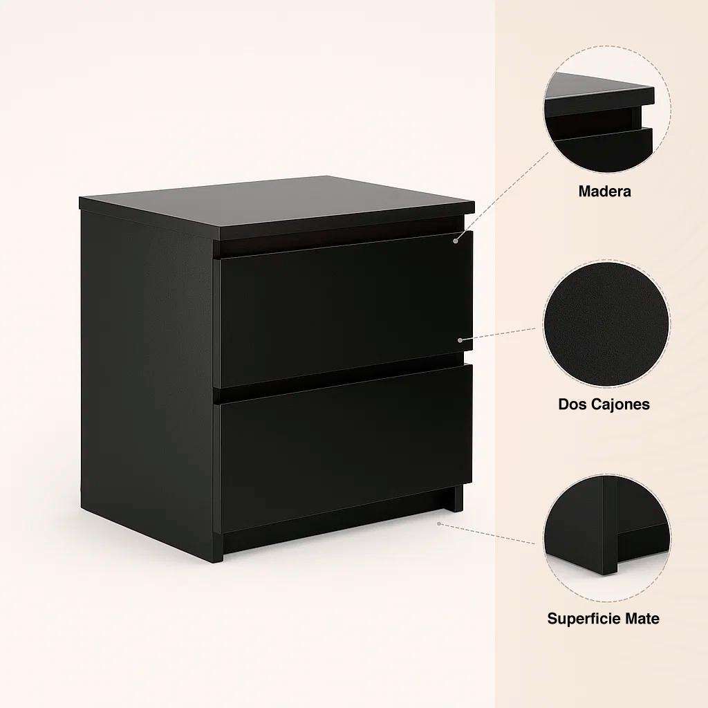 Velador Cajon Doble Minimal 30x40 Oscuro