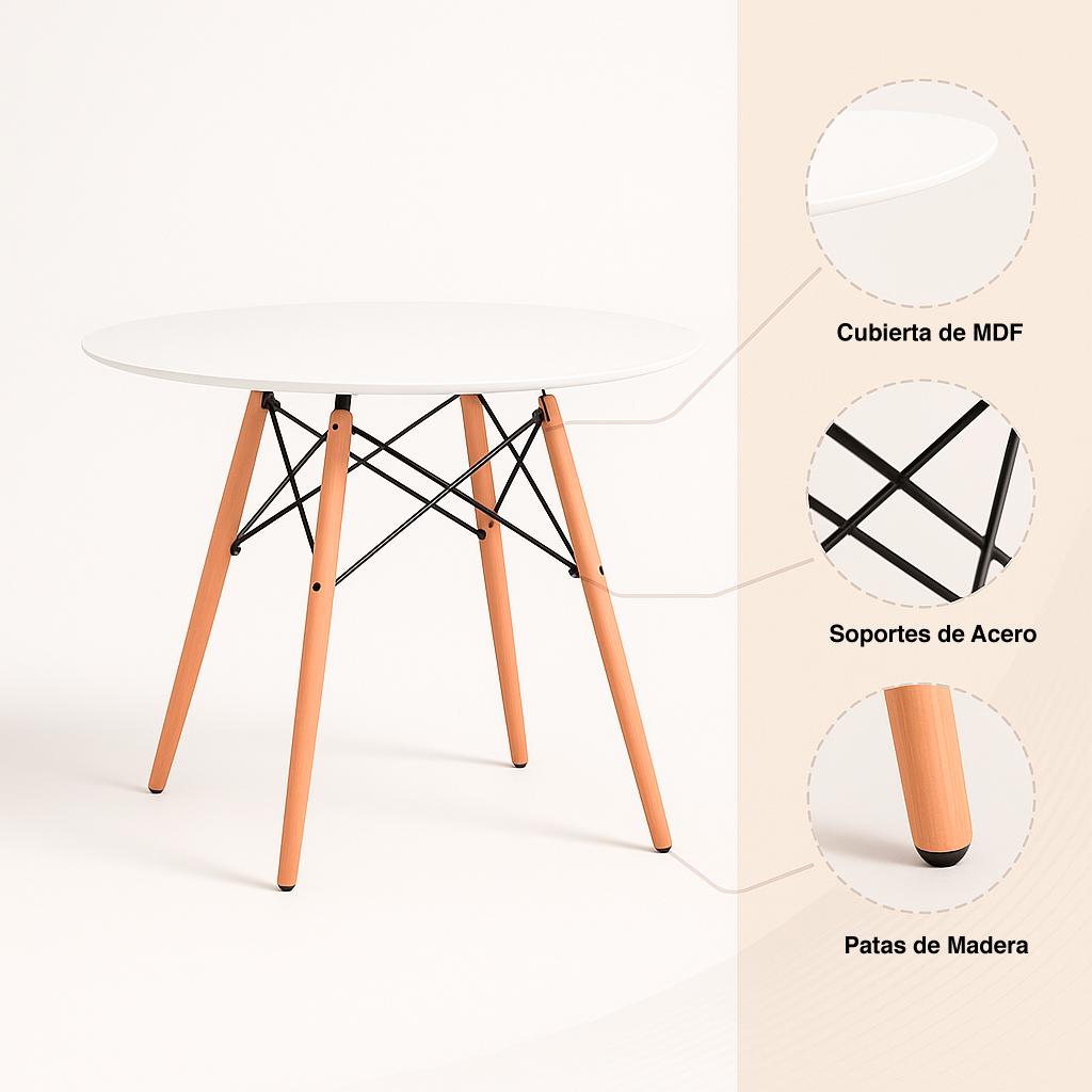 Mesa de Comedor Eames 100cm redonda - Blanca
