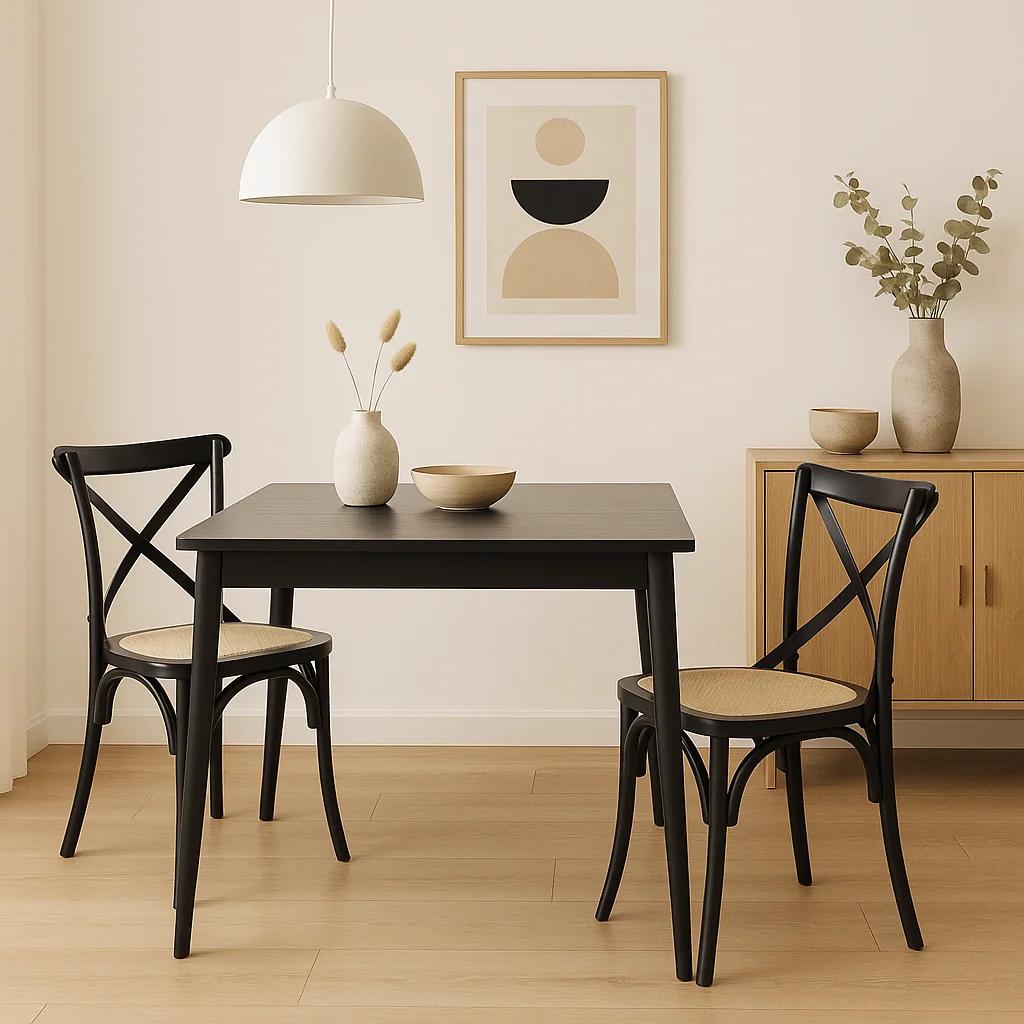Silla Crossback Madera Rattan Negra