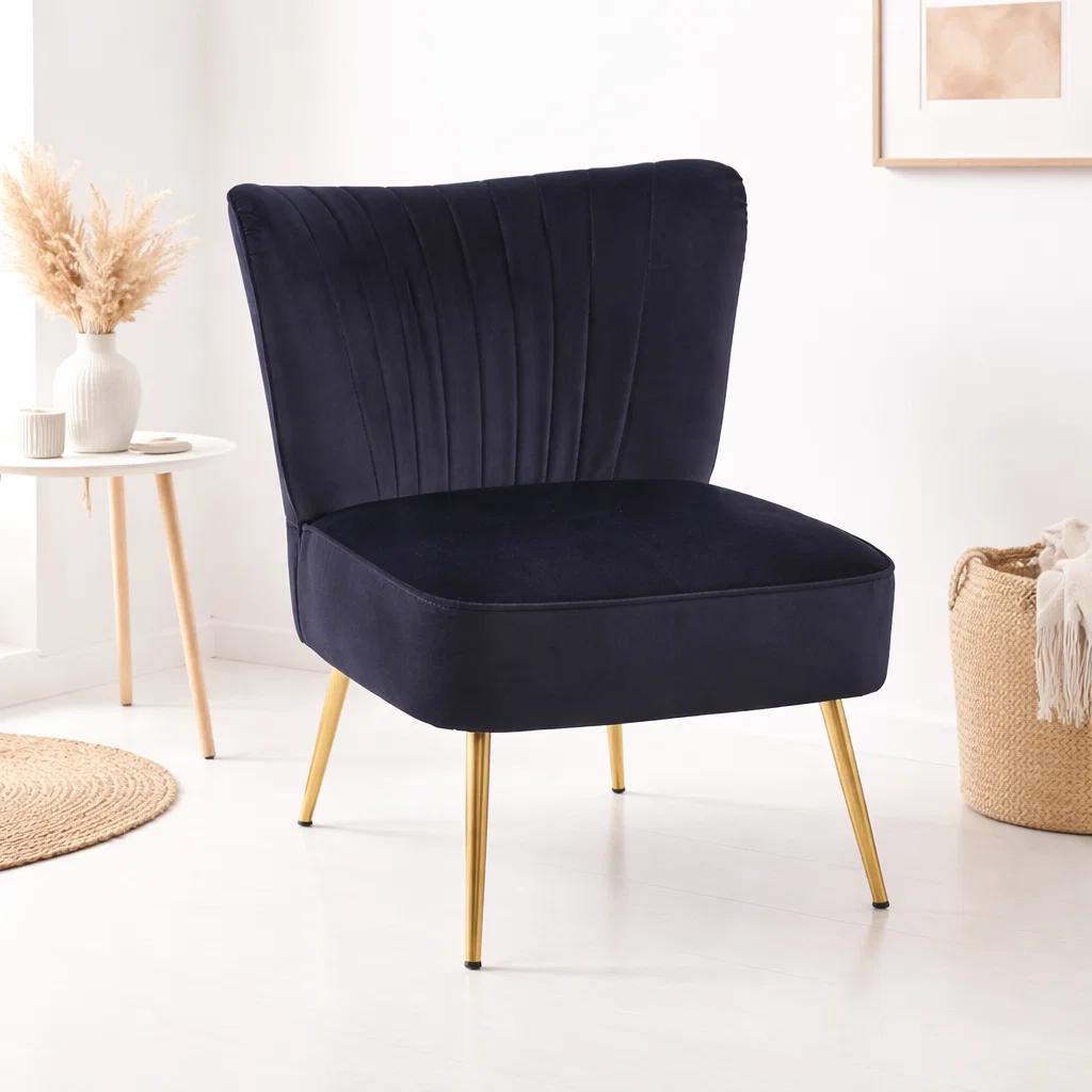Sillón Glamour Noir con Patas Doradas - Negro