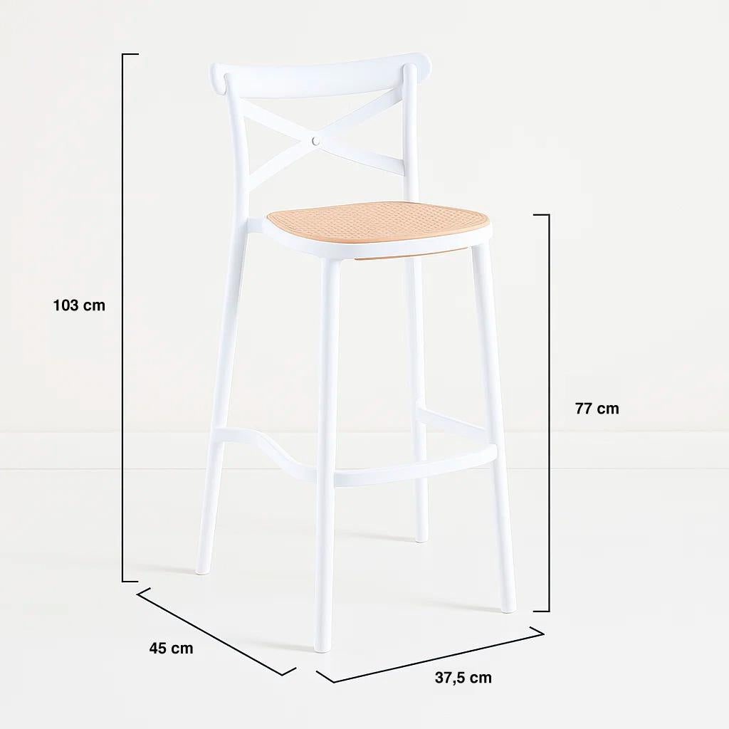 Taburete Crossback Danubio Piso de Bar o Terraza Exterior - Blanco