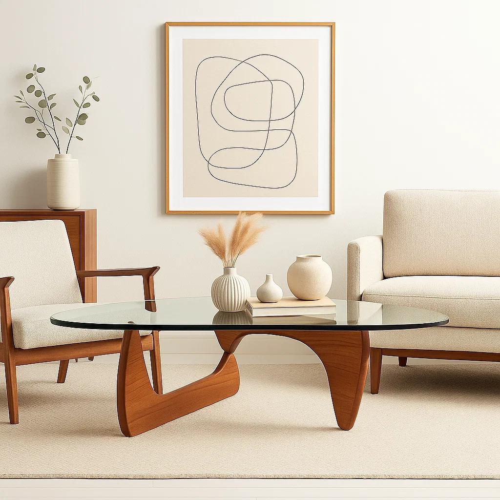Mesa de Centro Ola con Madera y Vidrio