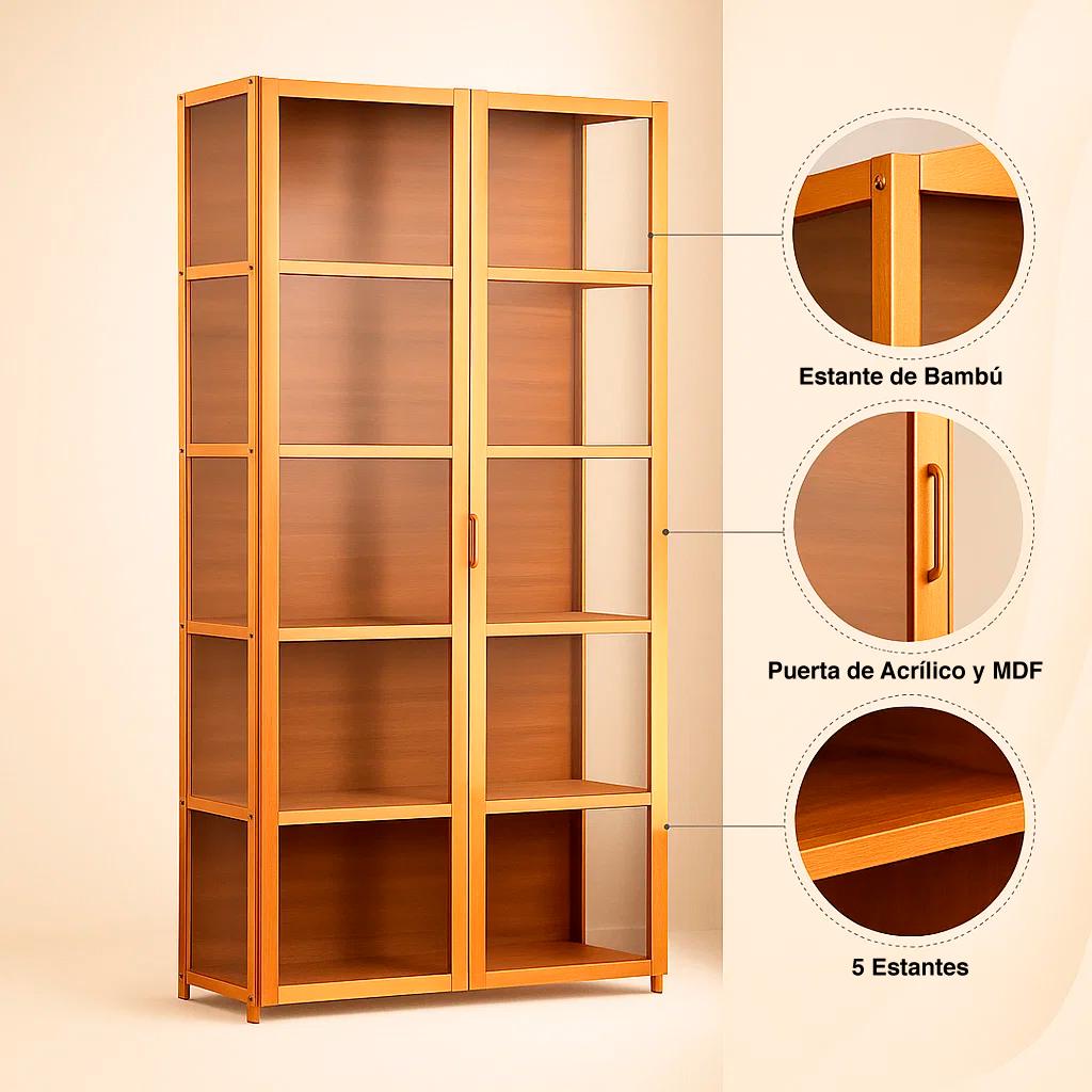 Vitrina BambooClear 5 Niveles 82x33x161