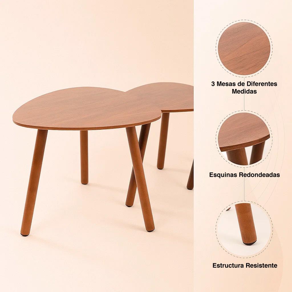 Pack de 3 mesas de centro o laterales madera