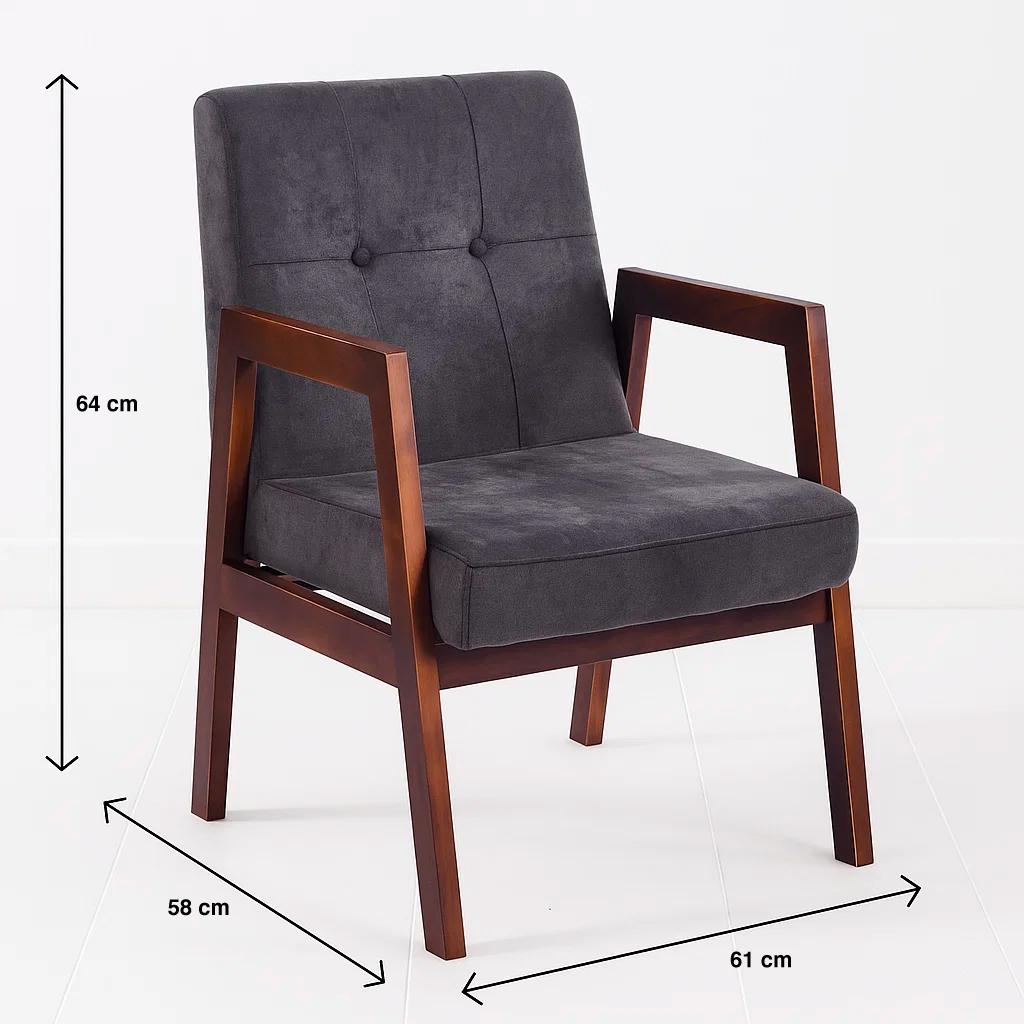 Sillón Marlow de Terciopelo - Gris Oscuro