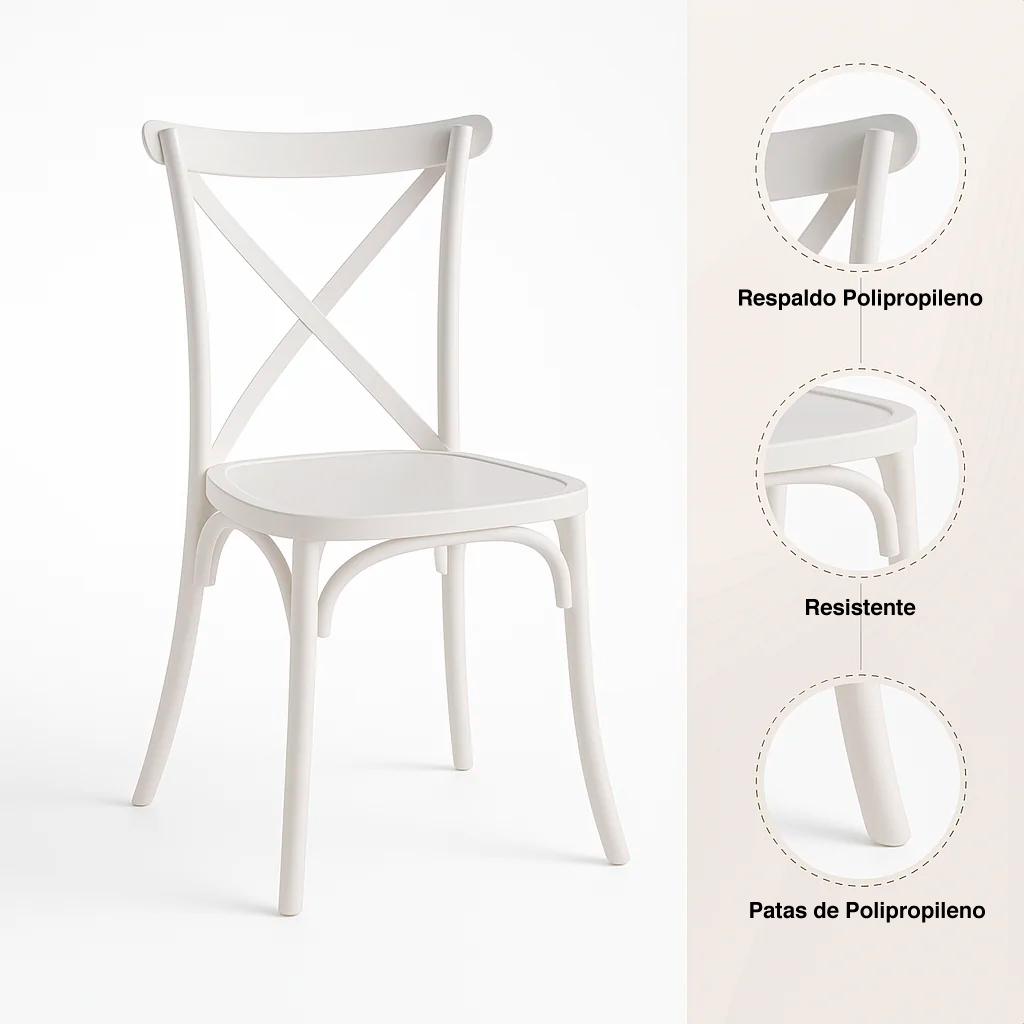 Silla Crossback Danubio de Terraza Exterior o Comedor  - Blanca