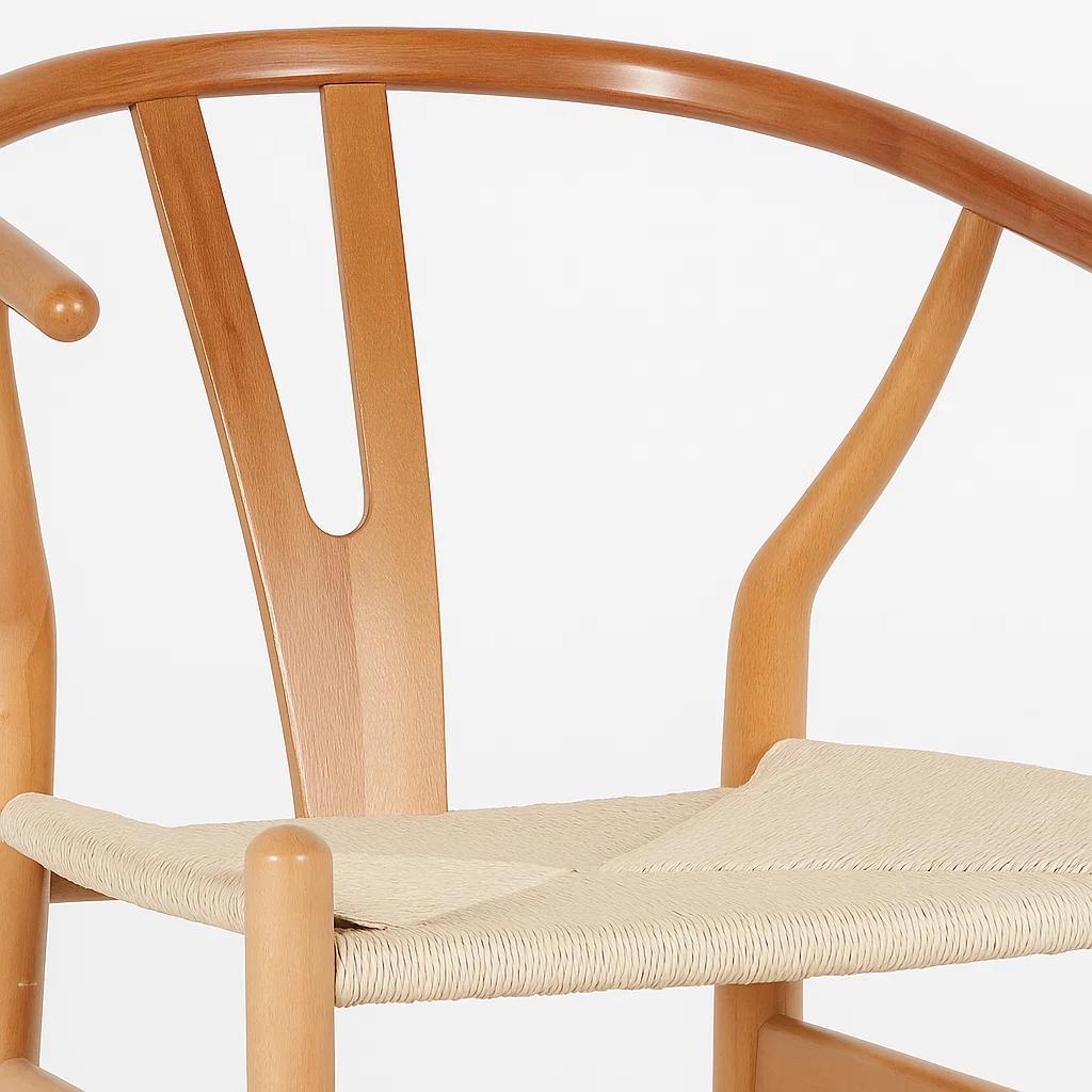 Taburete Wishbone Madera y Hilo de Cuerda - Natural