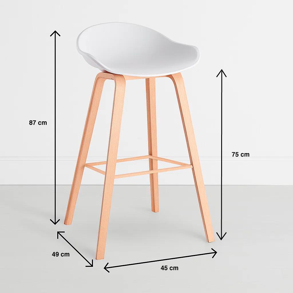Taburete Piso Bar Nordic - Blanco
